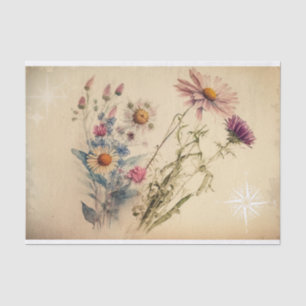 Papel De Seda Vintage Compass WIldflower Decoupage