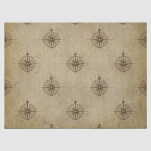 Papel De Seda Vintage Compasses na Decoupage Marrom
