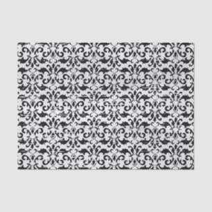 Papel De Seda Vintage Cor damasco a preto e branco