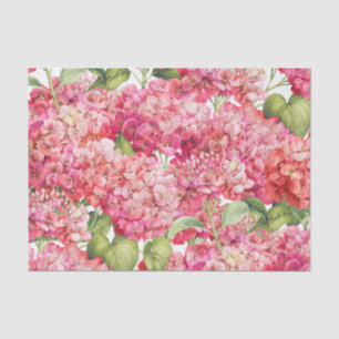 Papel De Seda Vintage Coral Cor-de-rosa Hidrangea Padrão Floral