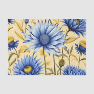 Papel De Seda Vintage Cornflower Blue e Yellow Floral