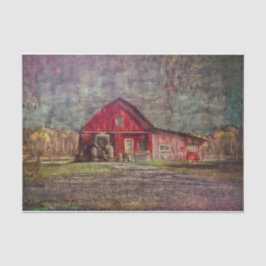 Papel De Seda Vintage Country Rustic Old Red Text Barn