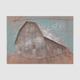 Papel De Seda Vintage Country Rustic Teal Brown Barn Textura