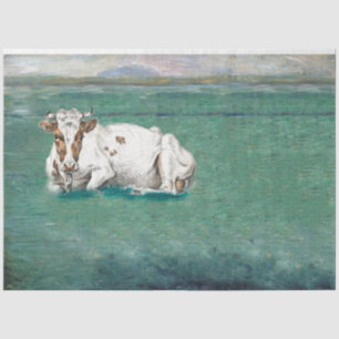 Papel De Seda Vintage Cow na Decoupage da Pastagem