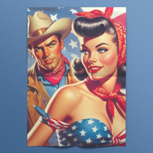 Papel De Seda Vintage Cowboy e Pin Up (Criador carregado)
