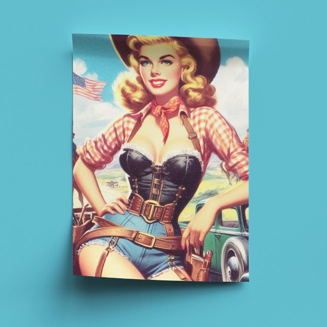 Papel De Seda Vintage Cowgirl Pin Up (Criador carregado)