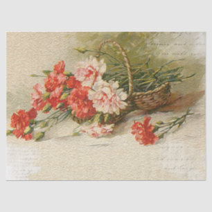 Papel De Seda Vintage cravos vermelhos com decoupage de Script 