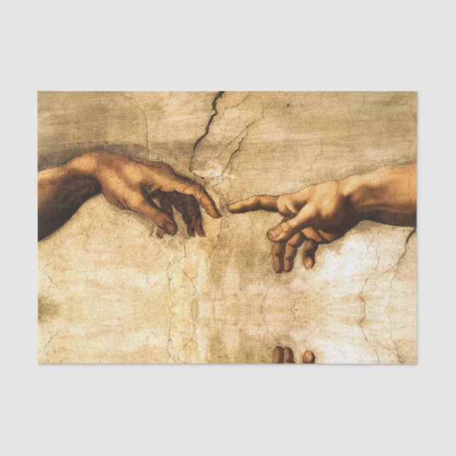 Papel De Seda Vintage Criação da mão de Adão Deus Michelangelo (Frente )