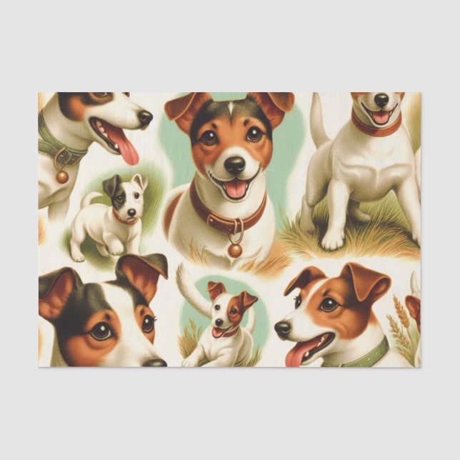 Papel De Seda Vintage Cute Jack Russell Terrier (Frente )