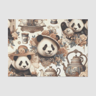 Papel De Seda Vintage Cute Panda Painting