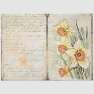 Papel De Seda Vintage Daffodil Junk Pages Decoupage