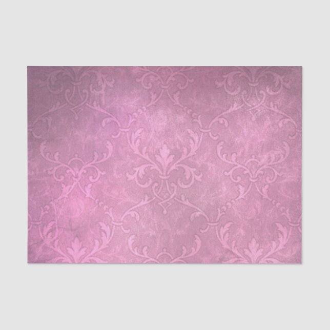 Papel De Seda Vintage, damascos roxos, cor-de-rosa, angustiados (Frente )