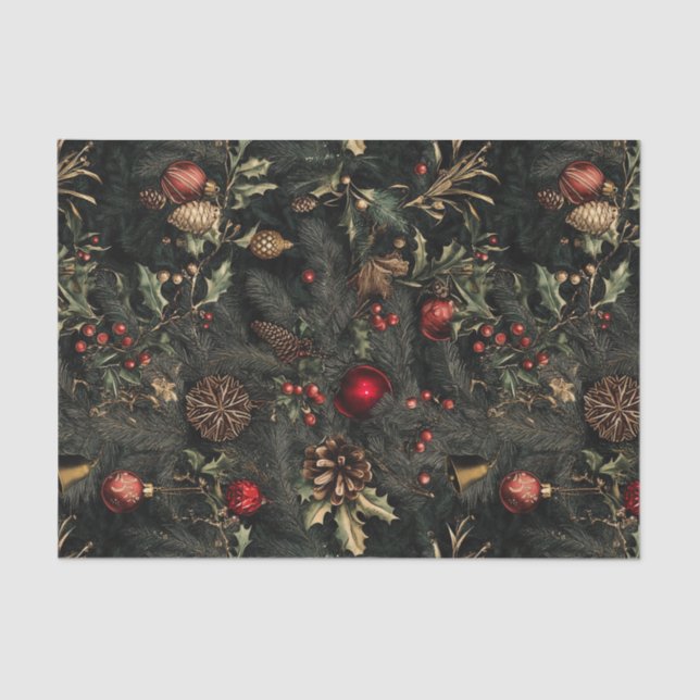 Papel De Seda Vintage Dark e Moody Christmas (Frente )