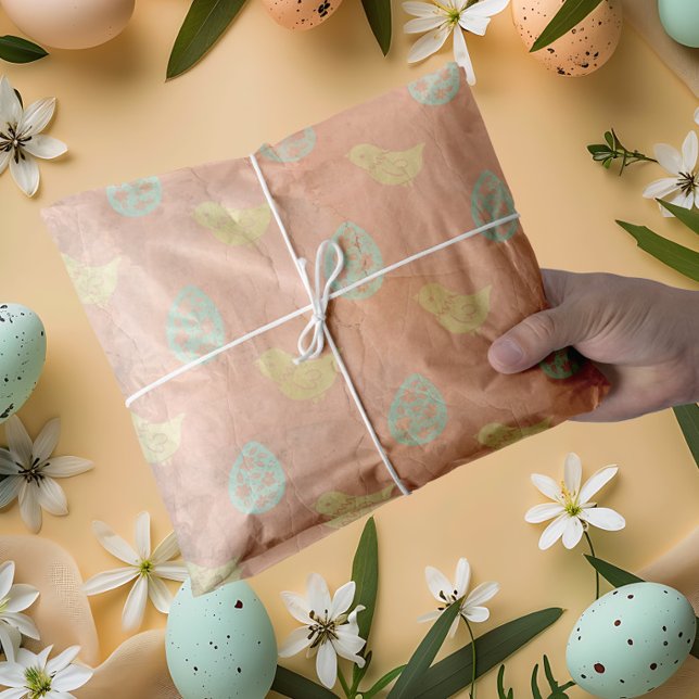 Papel De Seda Vintage Dark Orange Páscoa (Vintage brown colorful Easter Tissue Paper)