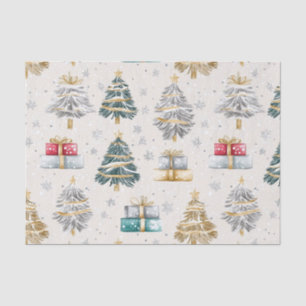 Papel De Seda Vintage de Árvores de Natal Elegante