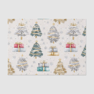 Papel De Seda Vintage de Árvores de Natal Elegante