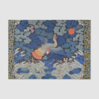 Vintage de bordado chinês azul-pássaro