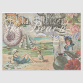 Papel De Seda vintage de praia de verão poltopus antiquado à vel