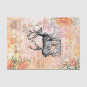 Papel De Seda Vintage Deer Floral Collage