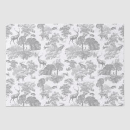 Papel De Seda Vintage Deer Woodland Cinza Toile
