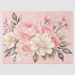 Papel De Seda Vintage - Descamação Floral Rosa Pastel Inspirada