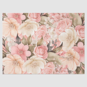 Papel De Seda Vintage - Descamação Floral Rosa Pastel Inspirada