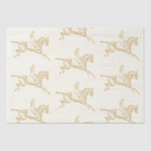 Papel De Seda Vintage Dourada Beige Girl Horseback Riding