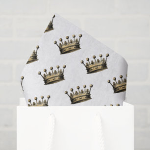 Papel De Seda Vintage Dourada Crown Royal Pattern Diversão Chic