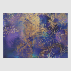 Papel De Seda Vintage Dourada Floral Grunge Harlequin Damask