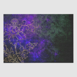 Papel De Seda Vintage Dourado Floral Grunge Damask