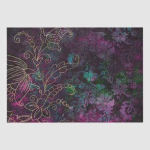 Papel De Seda Vintage Dourado Floral Grunge Damask