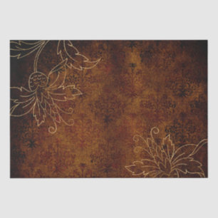Papel De Seda Vintage Dourado Floral Grunge Damask