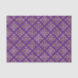 Papel De Seda Vintage Dourado Roxo Damask