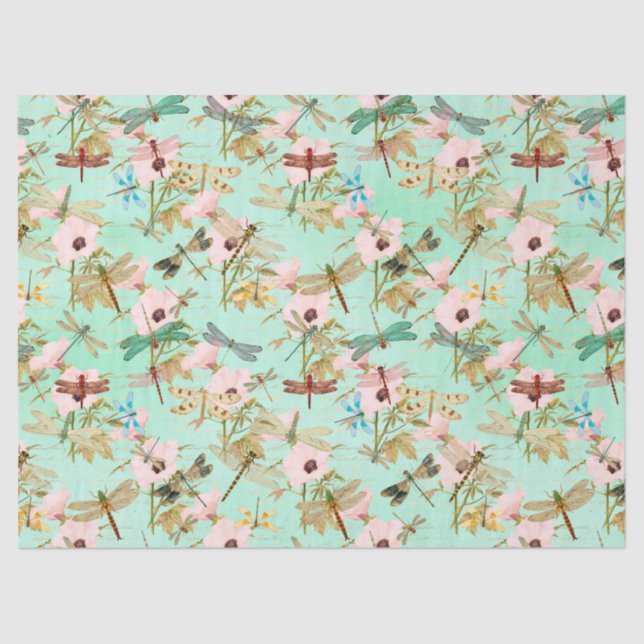 Papel De Seda Vintage Dragonflies Series Design 11 (Frente )