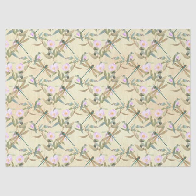 Papel De Seda Vintage Dragonflies Series Design 8 (Frente )