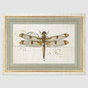 Papel De Seda Vintage Dragonfly Frame Dourado Frame Artesanato