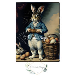 Papel De Seda Vintage Easter Bunny With basket and Eggs v3