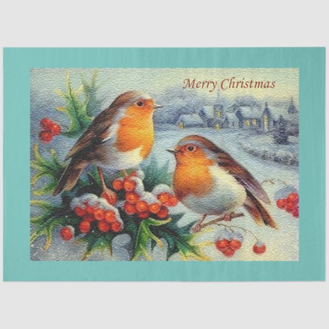 Papel De Seda Vintage Elegant Felry Christmas (Frente )
