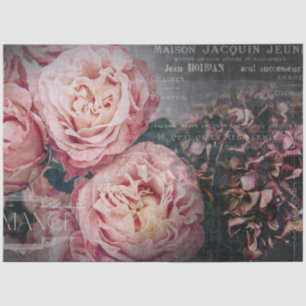 Papel De Seda Vintage Elegant Rosa Floral Ephemera Decoupage