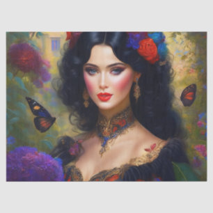 Papel De Seda Vintage Elegante Lady Na Decoupage Preta