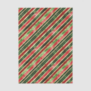 Papel De Seda Vintage Elegante Strips Dourado Natal Verde Vermel