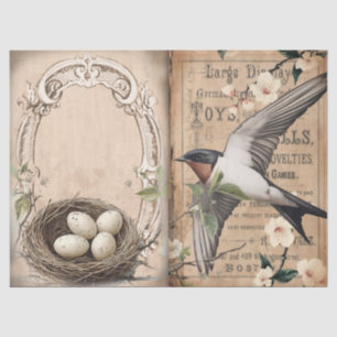 Papel De Seda Vintage Engallow e nest com ovos florais