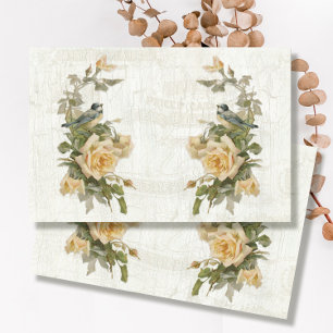 Papel De Seda Vintage Ephemera Bird Floral Decoupage Botânica