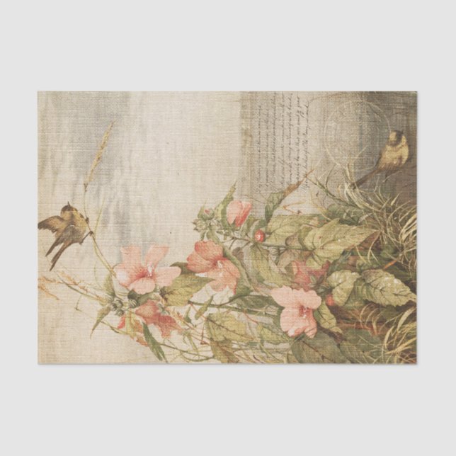 Papel De Seda Vintage Ephemera Floral (Frente )