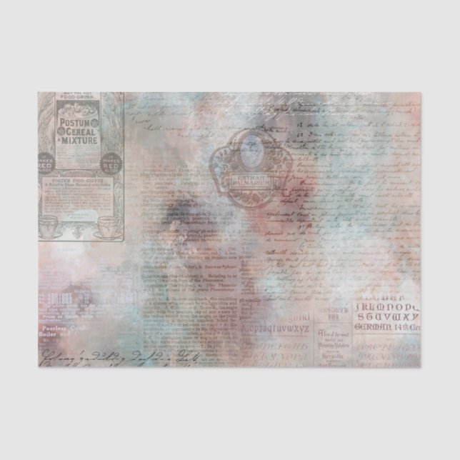 Papel De Seda Vintage Ephemera Newsprint (Frente )