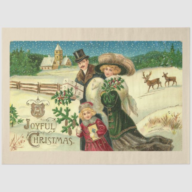 Papel De Seda Vintage Family Christmas (Frente )