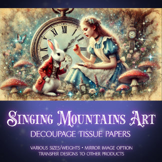 Papel De Seda Vintage Fantasia Imunológica Alice Rabbit Decoupag