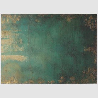 Papel De Seda Vintage faux gold barroco ornamentação esmeralda v