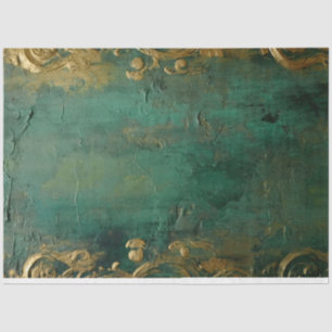 Papel De Seda Vintage faux gold barroco ornamentação esmeralda v