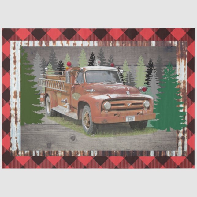 Papel De Seda Vintage Fire Truck (Frente )